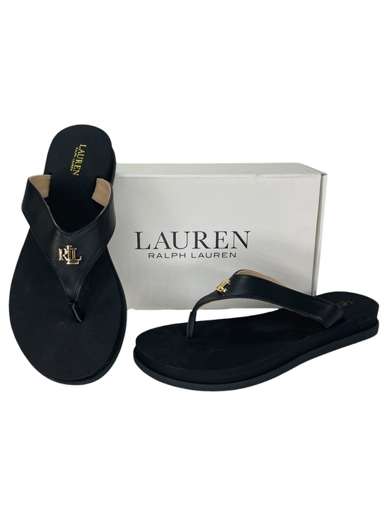 Lauren Ralph Lauren Shoes - Lauren Ralph Lauren Regina Black Nappa Leather Womens Thong Sandals Size 10M